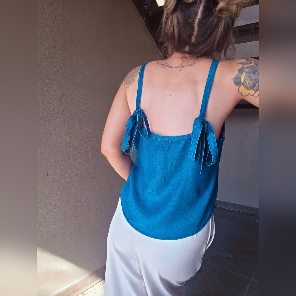 Denim Tie Strap Tank